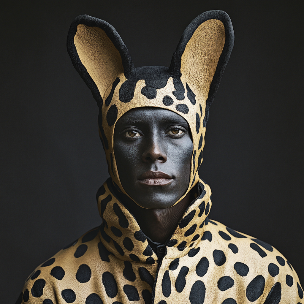 male model in leopard costume