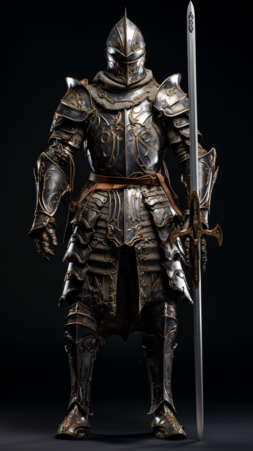 Realistic design of a male old knight in armour