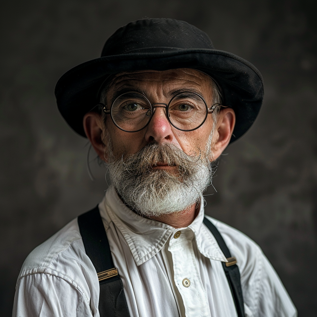 Vintage male professor with round glasses