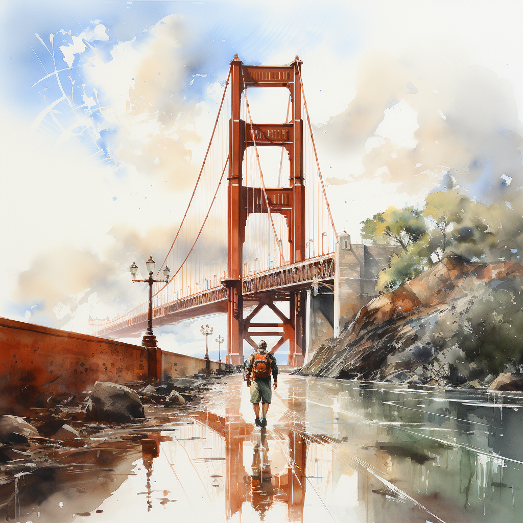 Sketch of a Male Runner in San Francisco