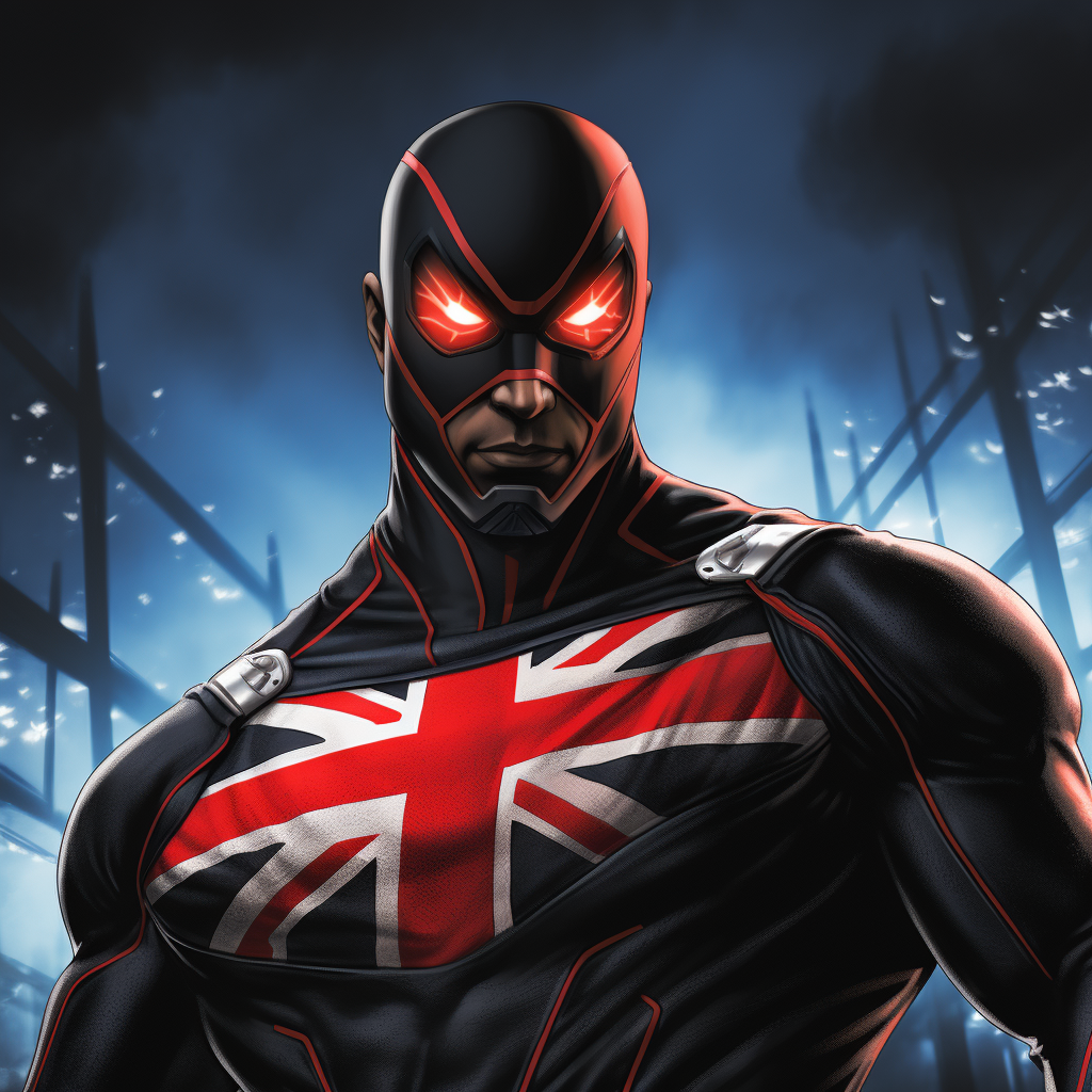 Male superhero in black costume with red 'T' logo