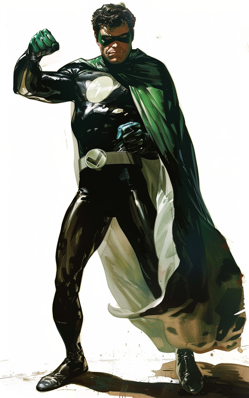 Male superhero in latex costume