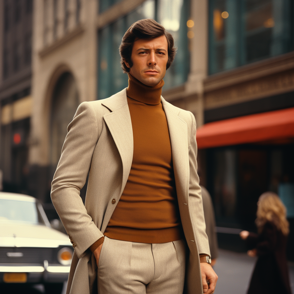 Stylish male wearing turtleneck and blazer