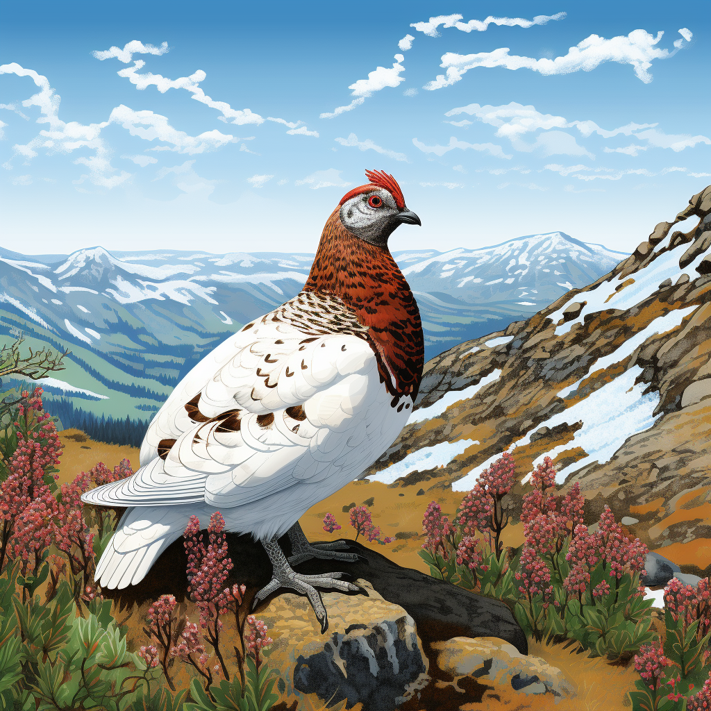 Male Willow Ptarmigan in Gates of the Arctic in Spring