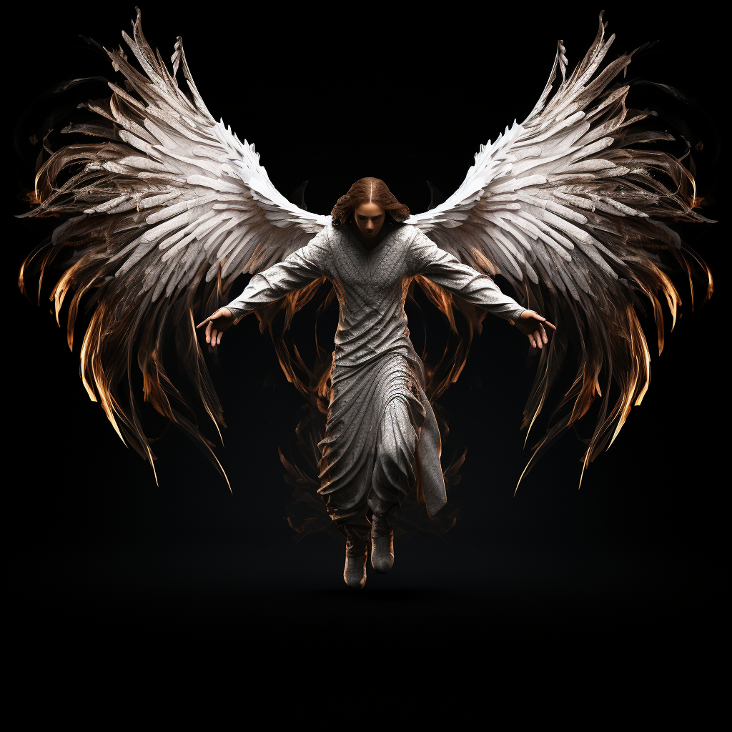 Hyper Realistic Male Angel Wings on Black Background