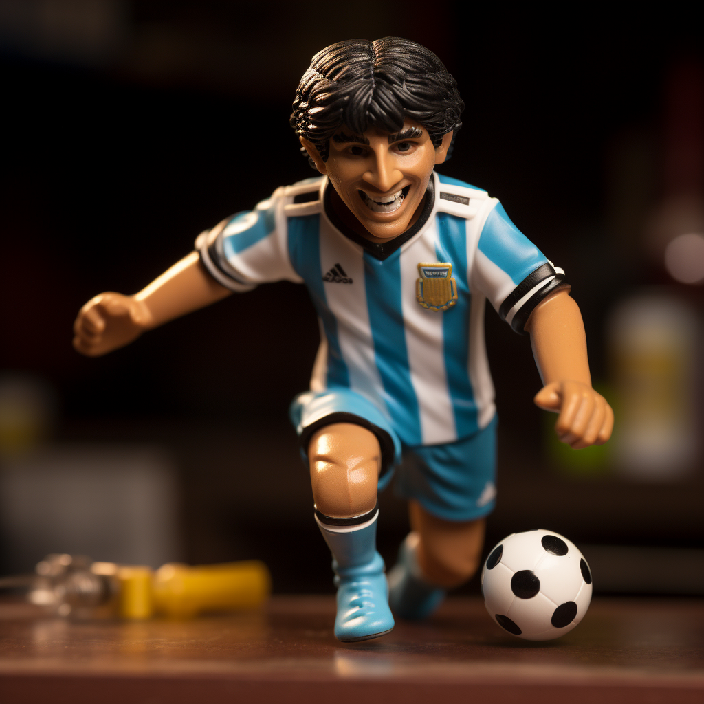 Photorealistic black action figure in Argentina Adidas jersey