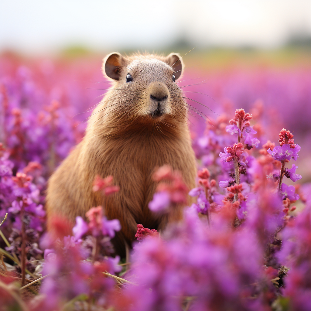 Stylish capybara in violet suit