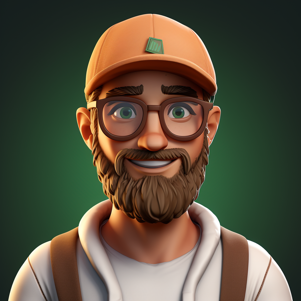 Male character with green hat and brown glasses