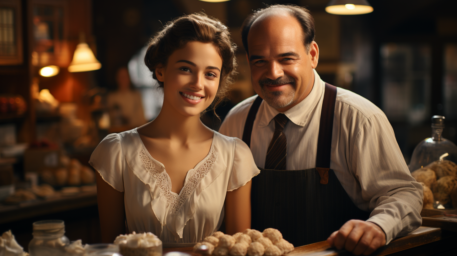 Man buying rolls at bakery store