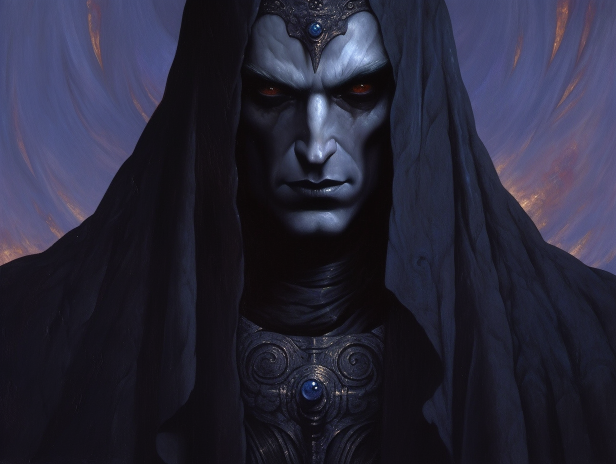 Oil painting of a male dark drow