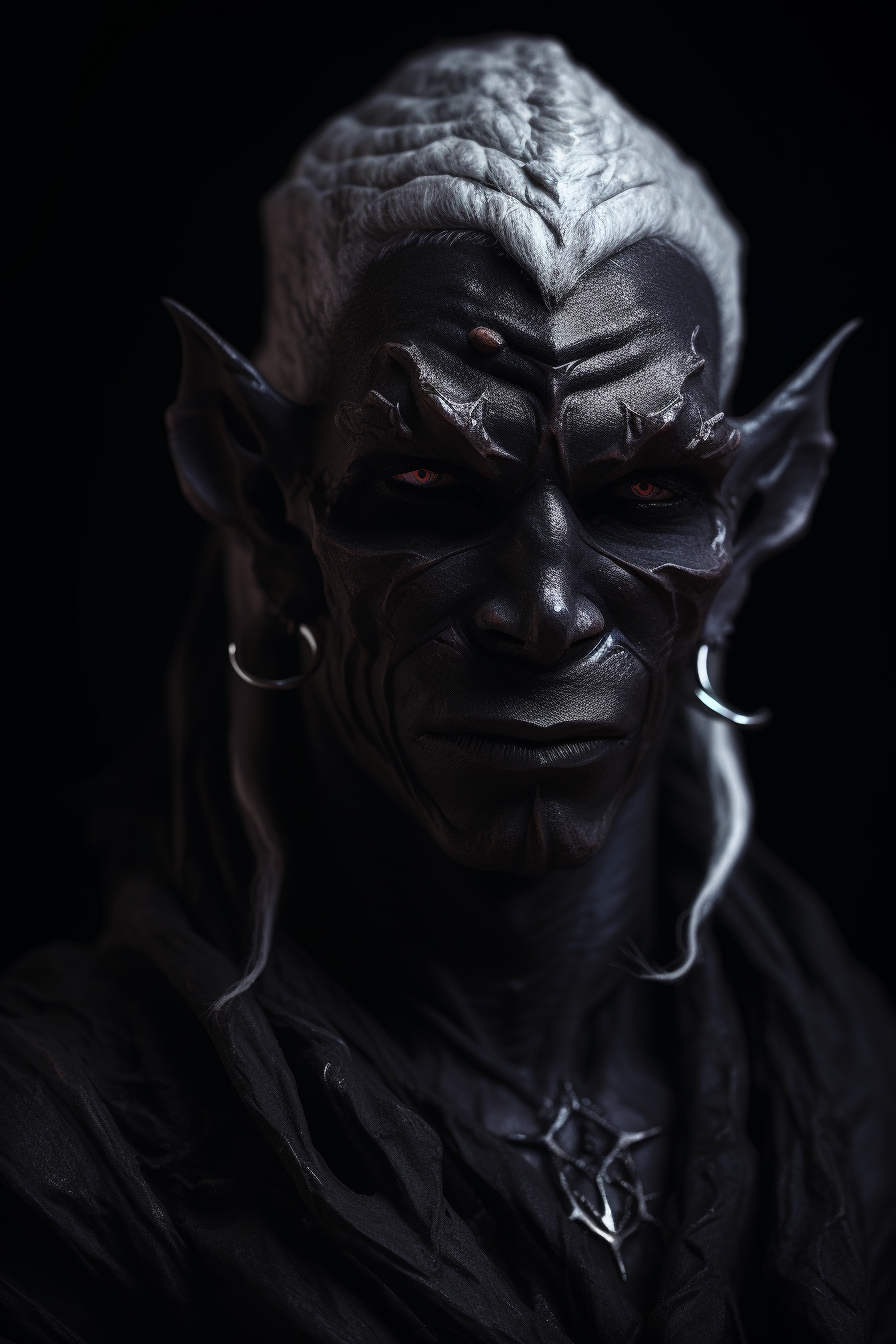 Portrait of Male Drow with Spider-Like Features