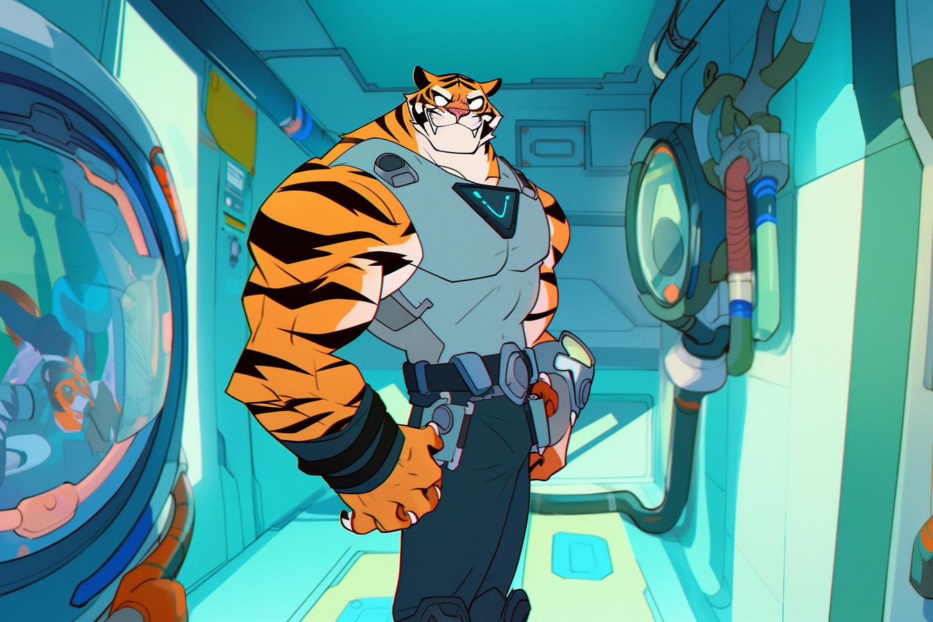 Male Tiger Superhero in Cartoon Illustration