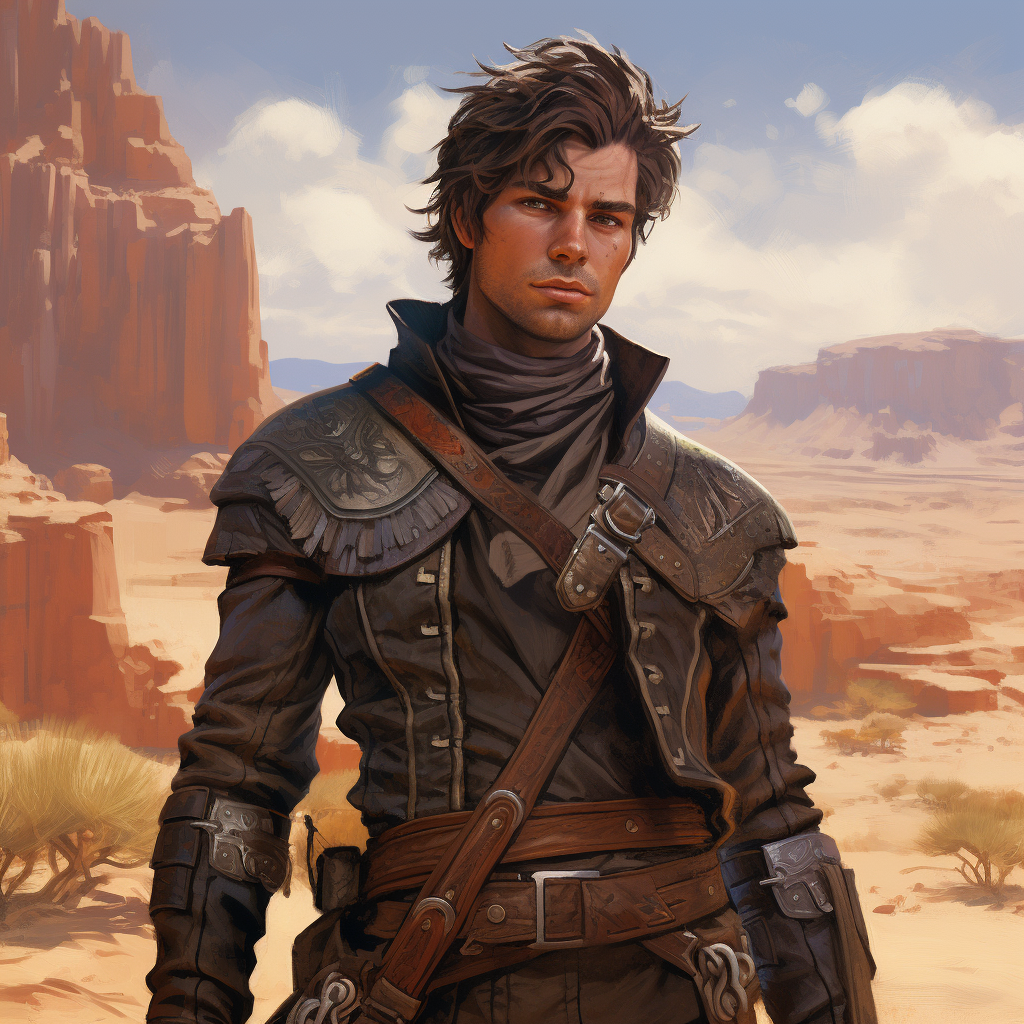 Male Gunslinger in Leather Armor