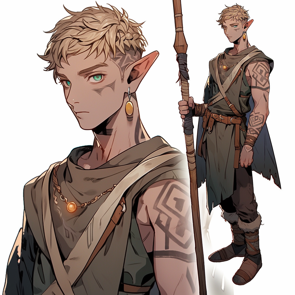 Male Half Elf with Ash Grey Hair