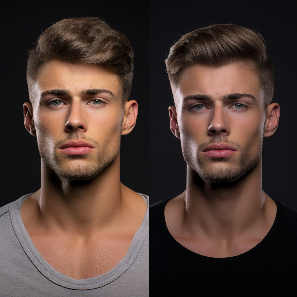 Male model showcasing jaw exercise results