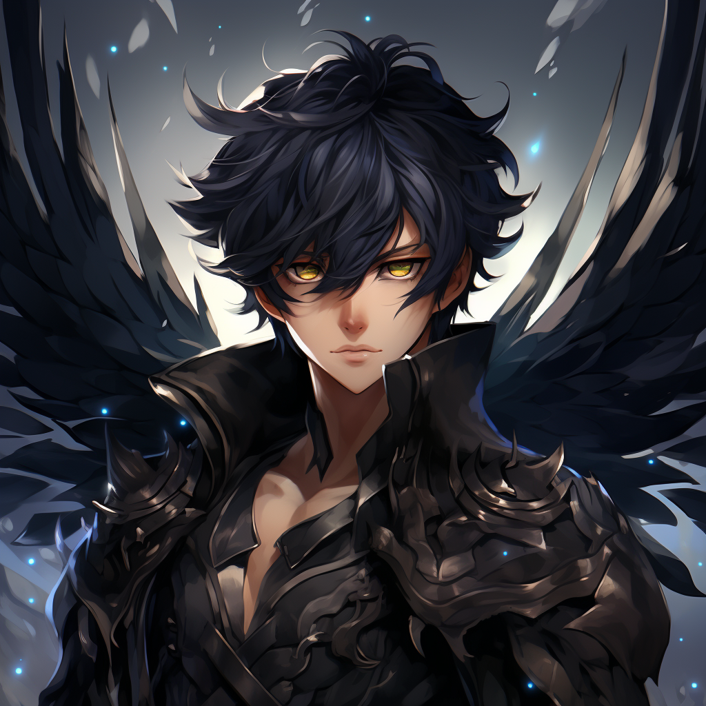 Captivating male with pixie wings in black theme