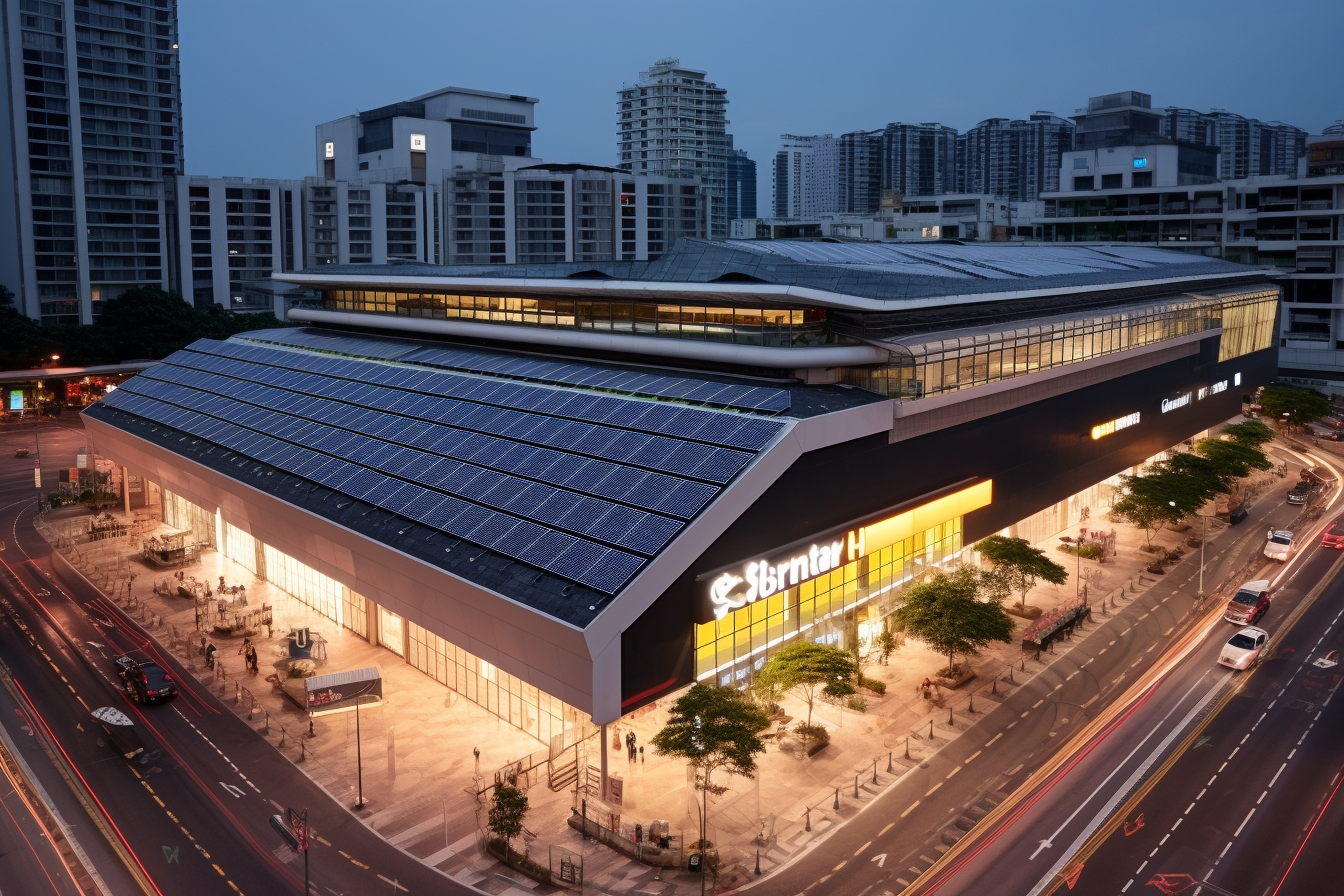 Funan mall with black solar panel