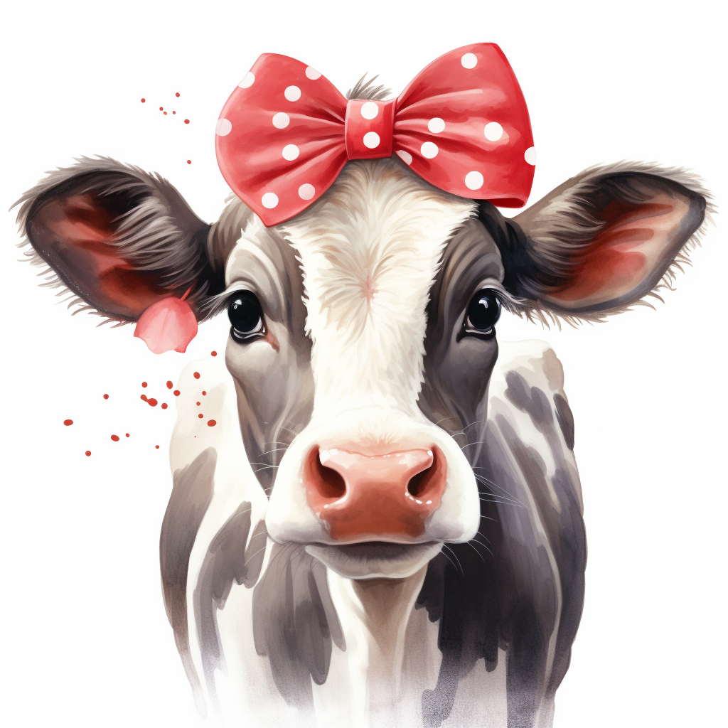 Cute mama cow with bow