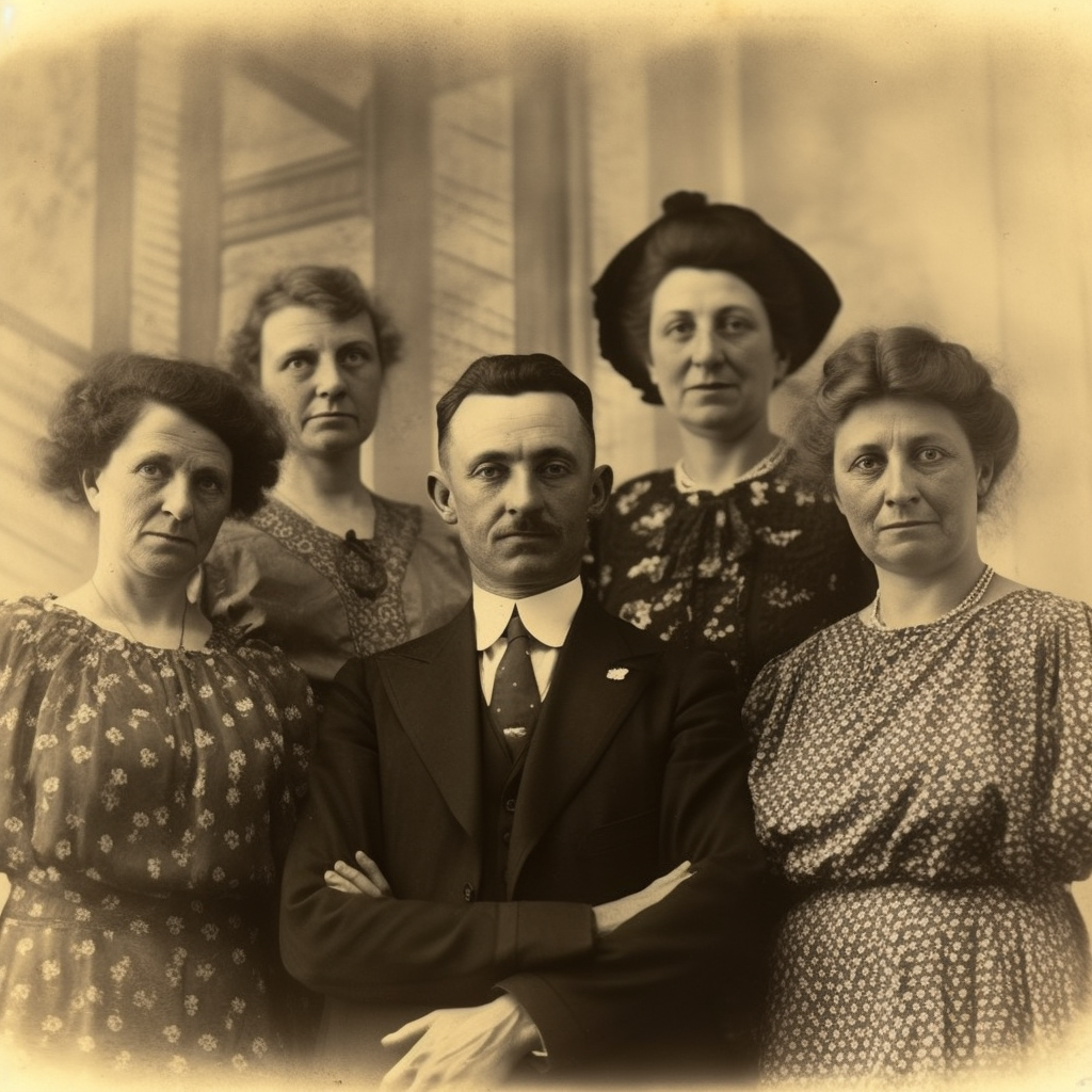 Group of people in vintage photo