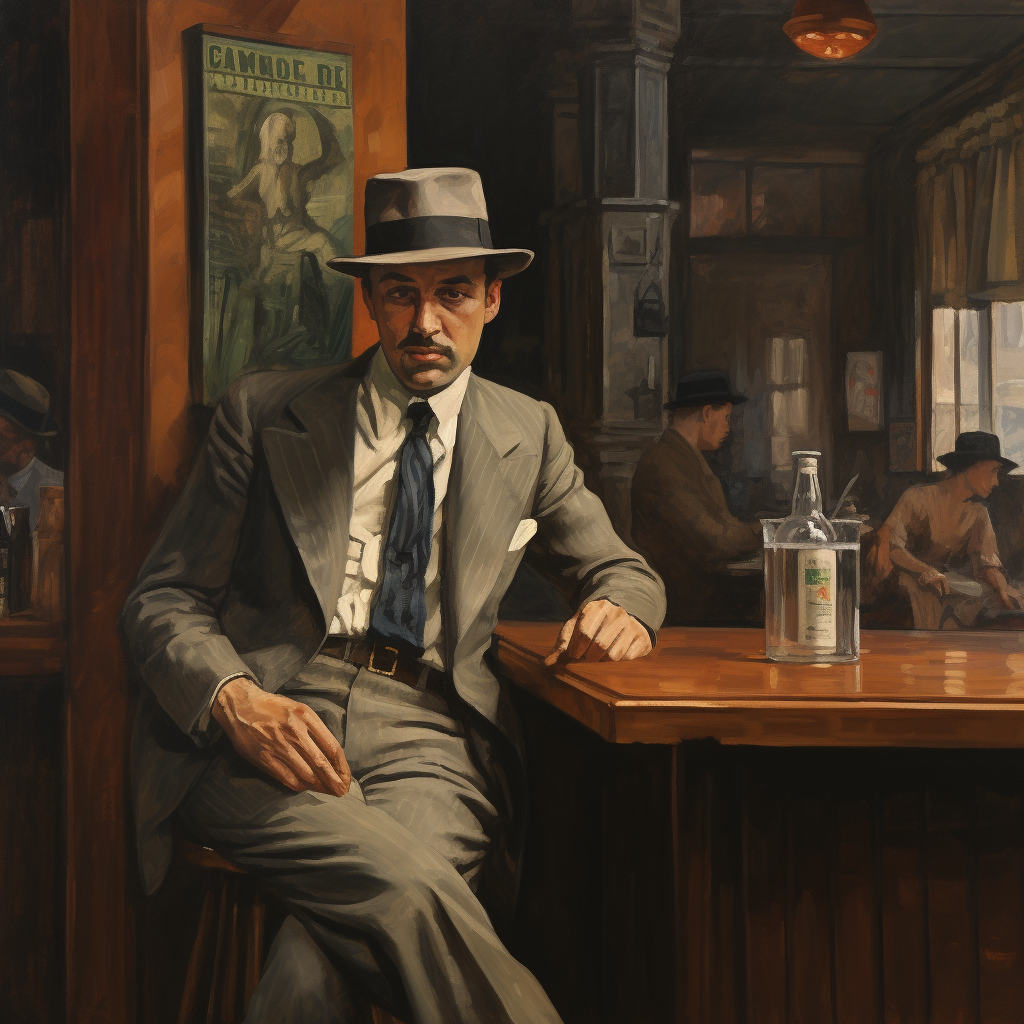 1920's man sitting at the bar