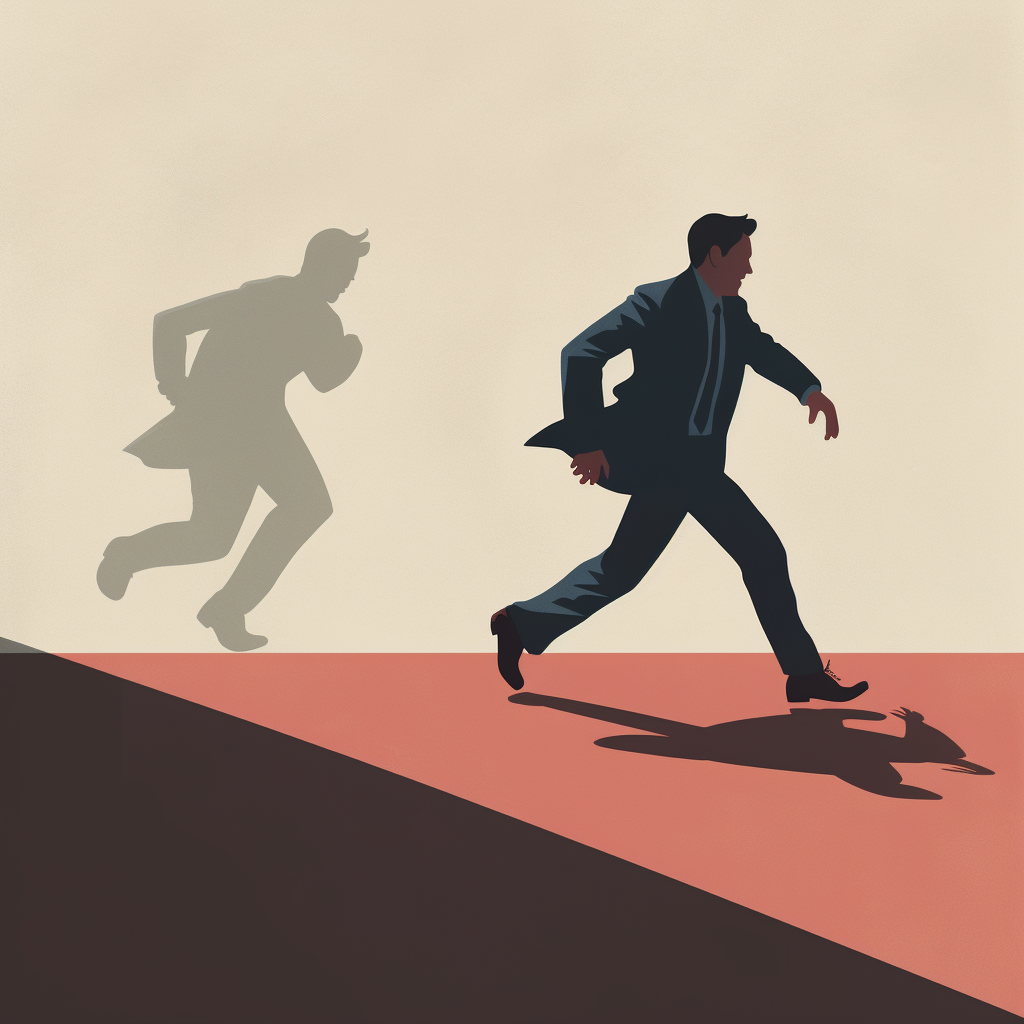 Illustration of man chased by shadow