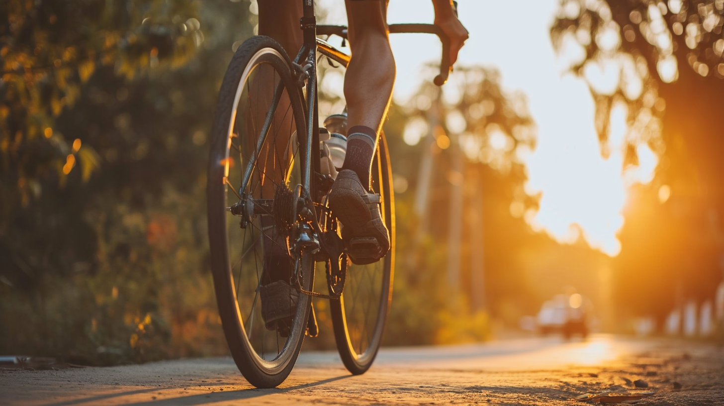 Man on Bicycle with Cramp