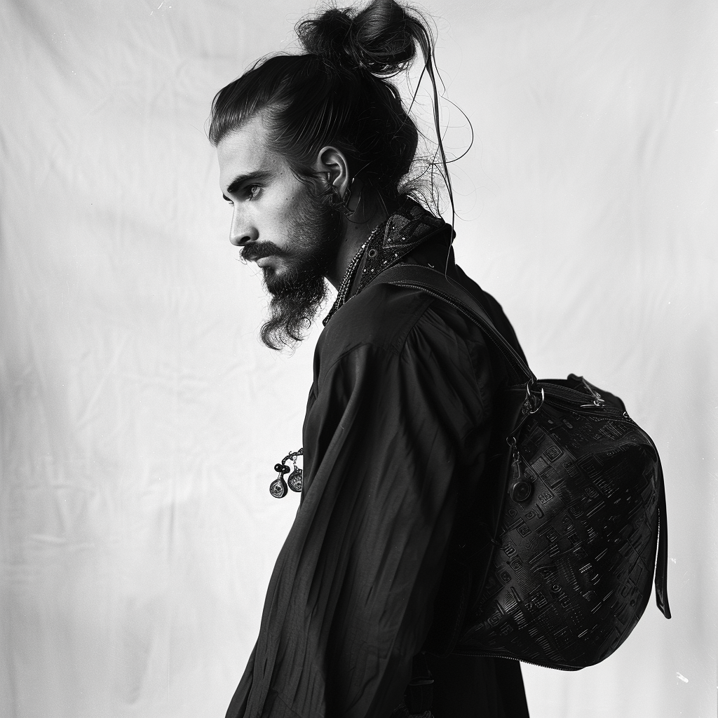 fashionable man with man bun