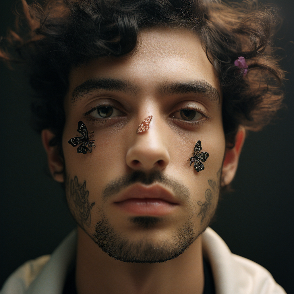 Man with Butterfly on Nose