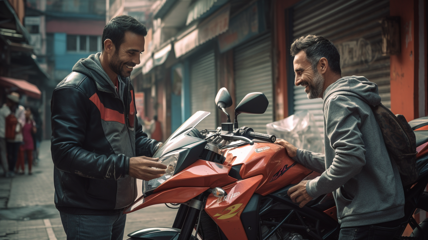 A man buying his first motorcycle in Bogota