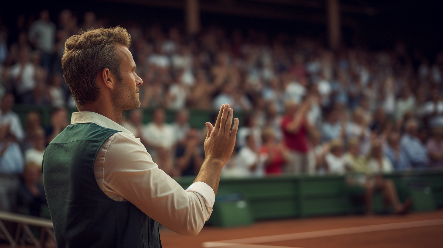 Man clapping at a tennis match