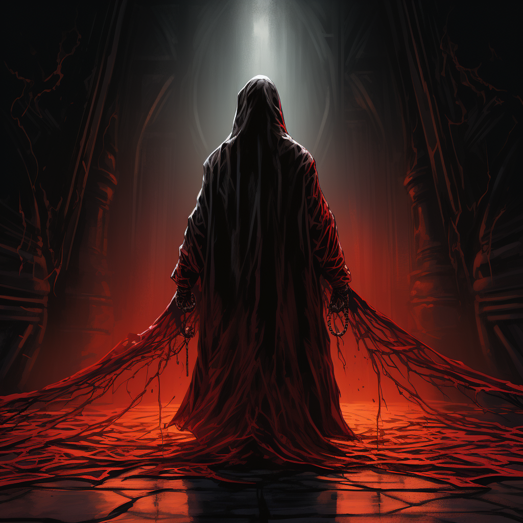 Man in Cloak with Red Outline