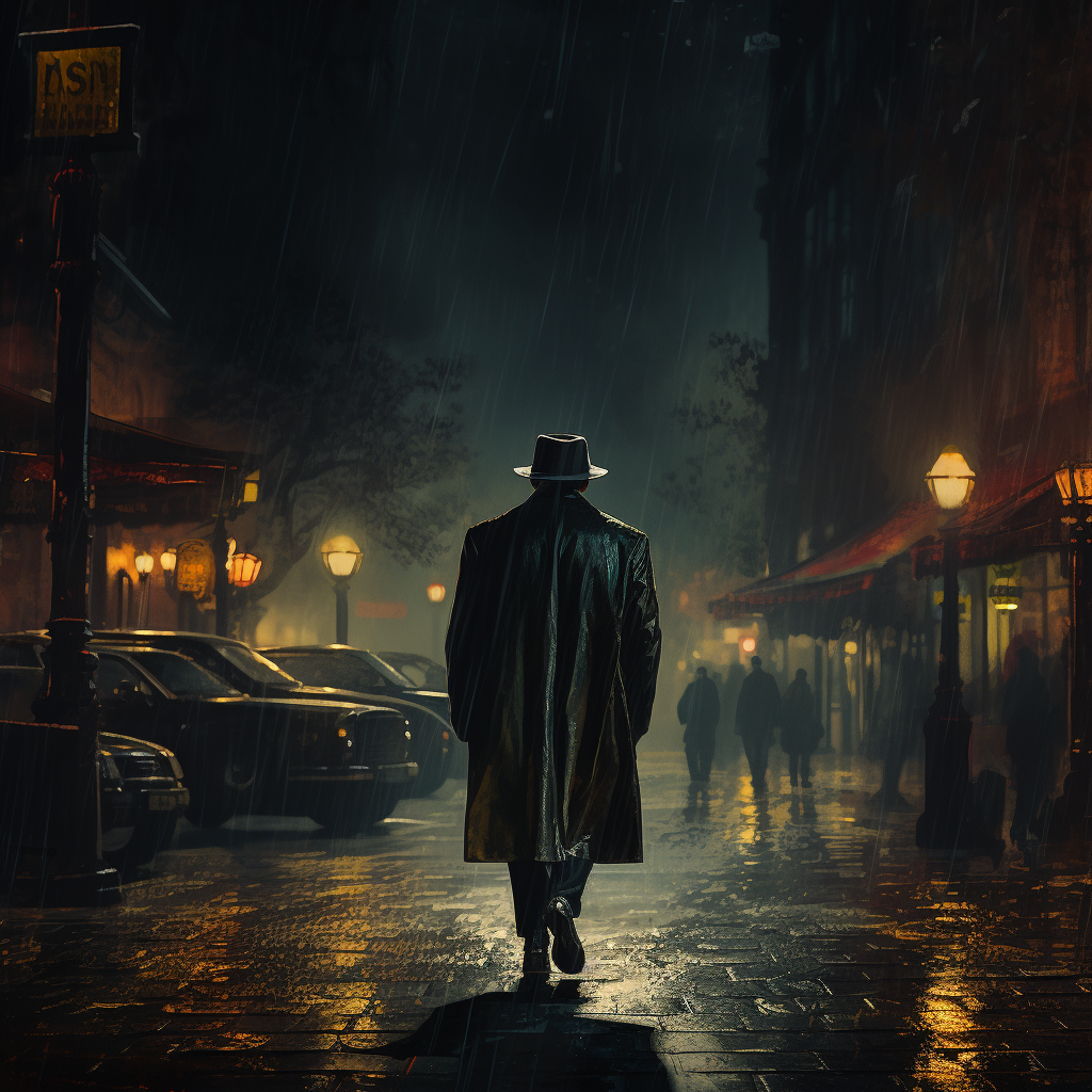 Man in Coat Walking on Illuminated Street