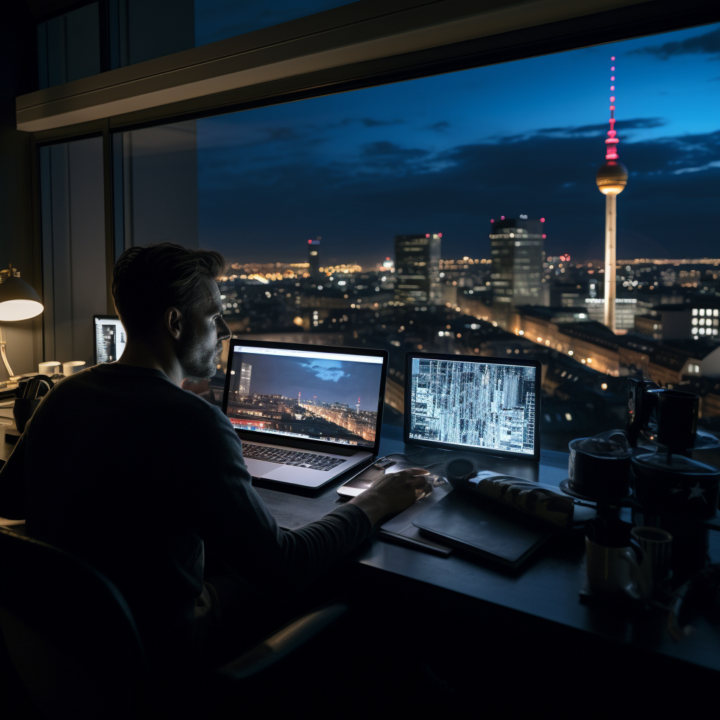 Man in Dark Room with Laptop