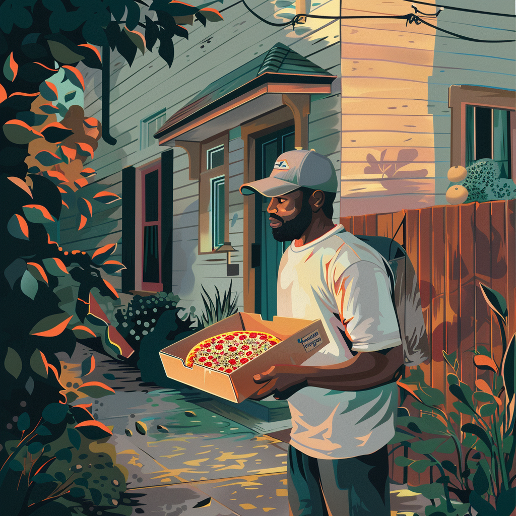 Pizza delivery man illustration