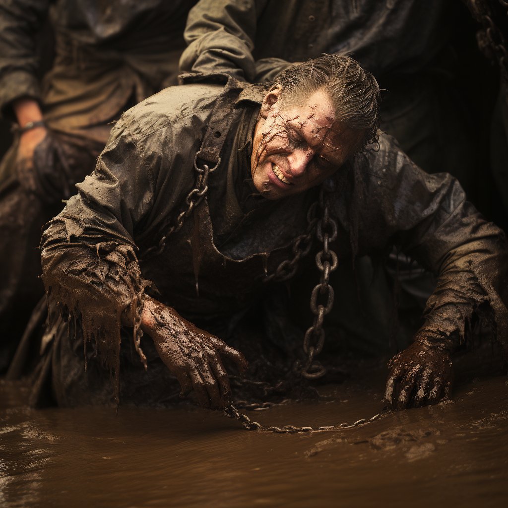 Dead Man Dragged Muddy Pit