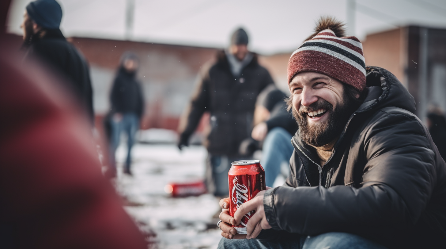 Man drinking cola at tailgate party