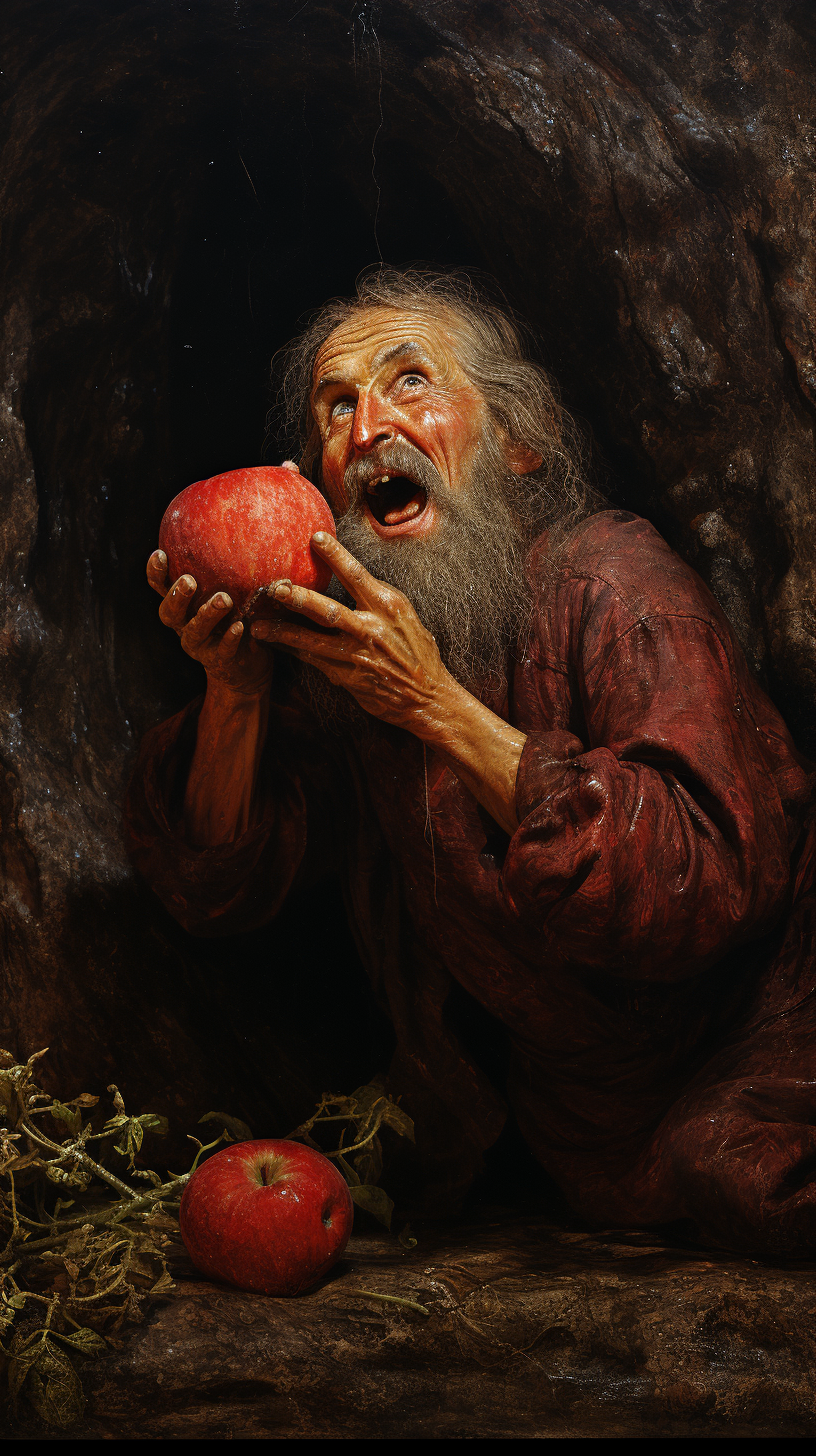 Man enjoying a delicious apple