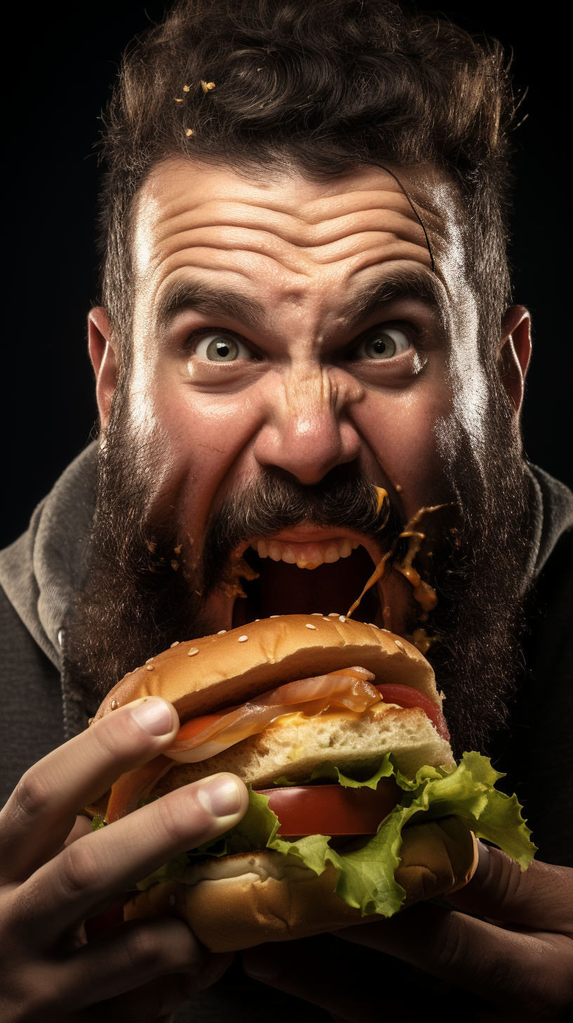 Man Eats Burger in One Bite