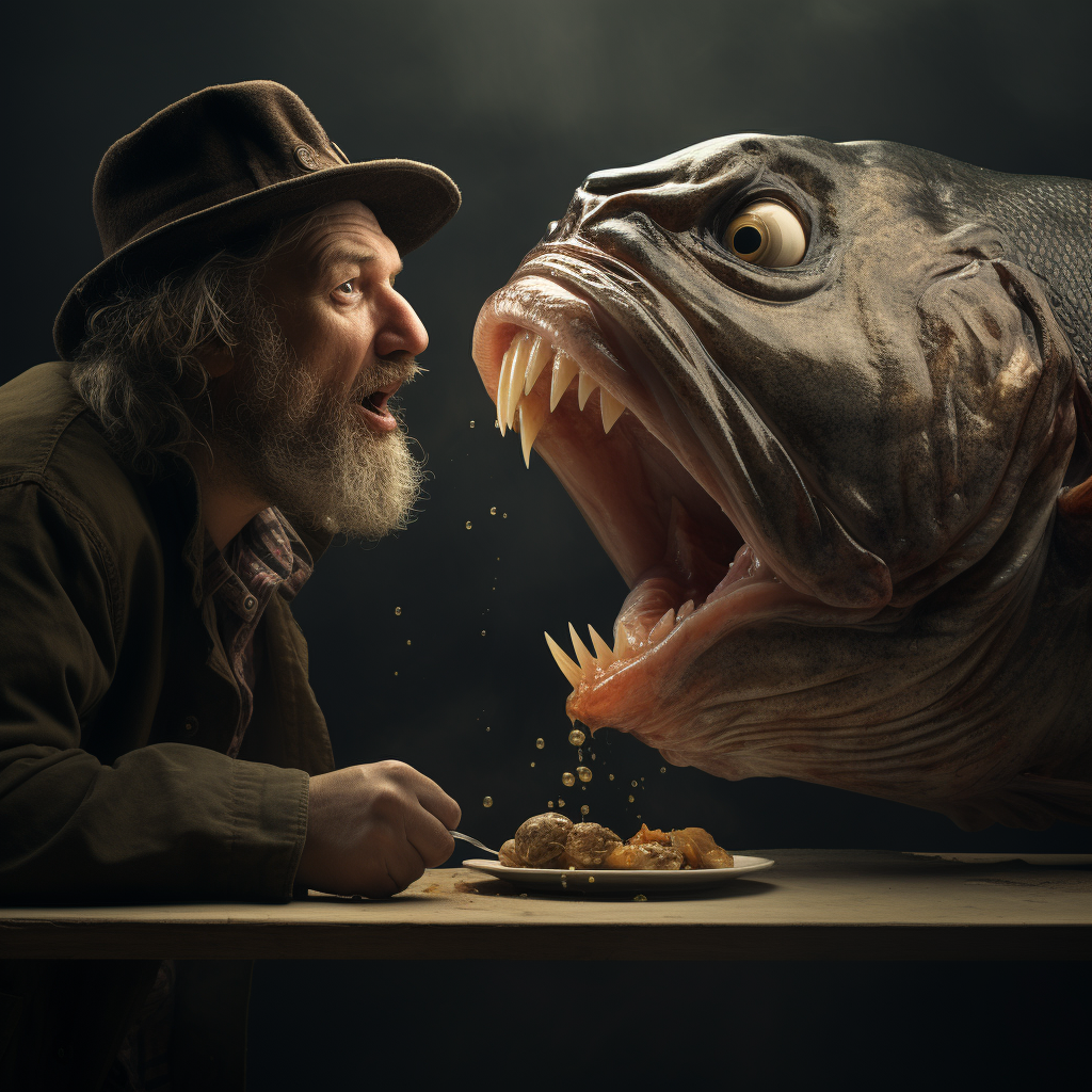 Man Eating Fish - AI Prompt Image