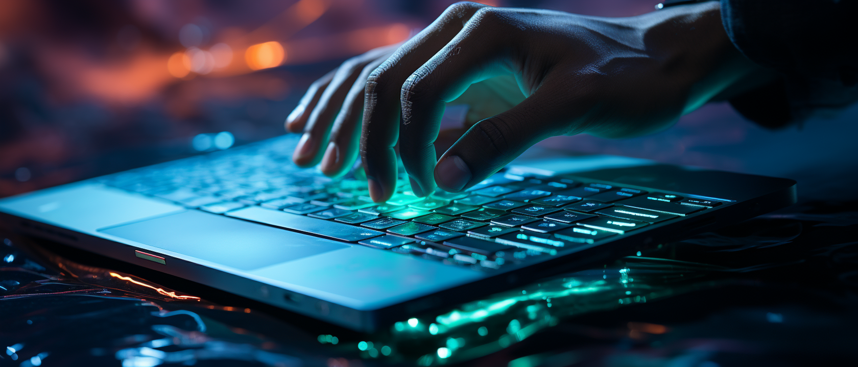 Close-Up of Man's Fingers Cooling Laptop Surface