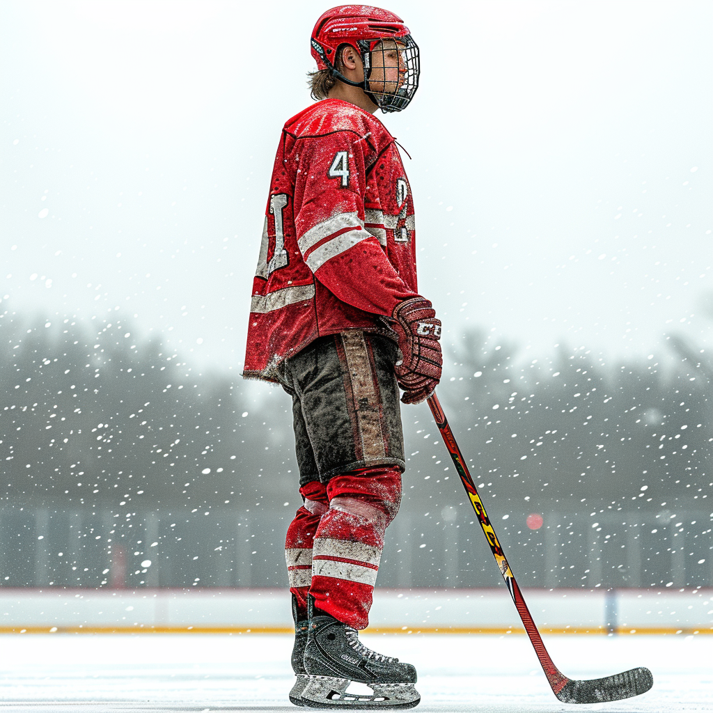 Man in Hockey Red Dress