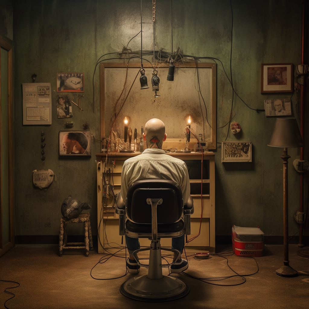 Man sitting in music studio chair