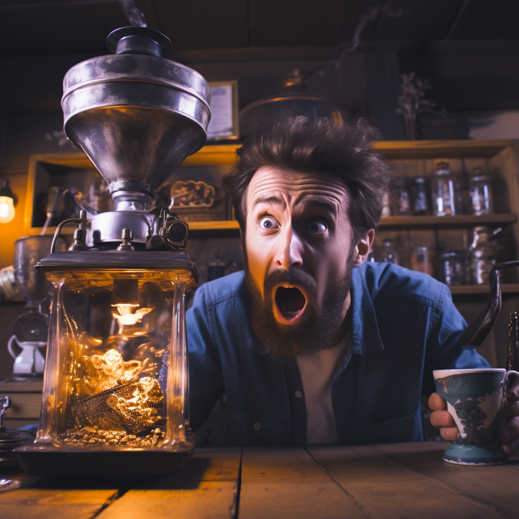 Man inventing coffee by accident