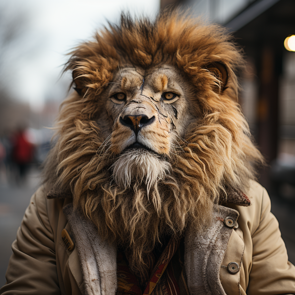 Powerful man with lion head