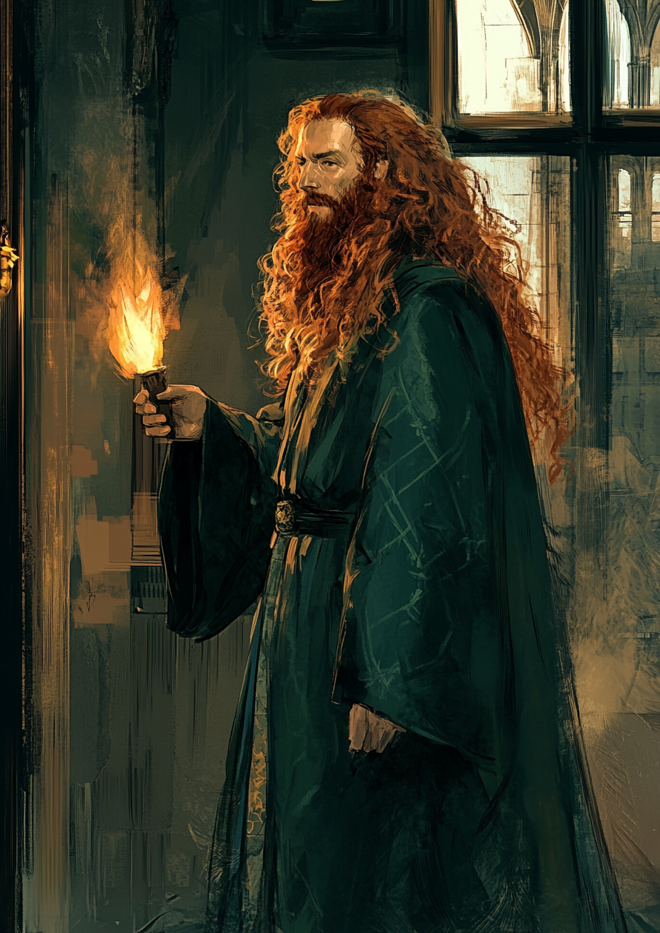 Man with Torch and Green Robe