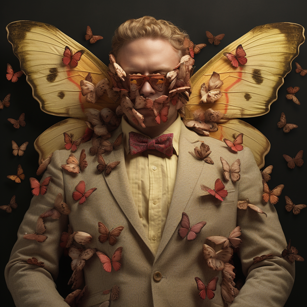 Man transforming into a moth