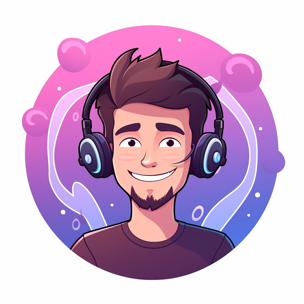 Cartoon-style man listening to music logo