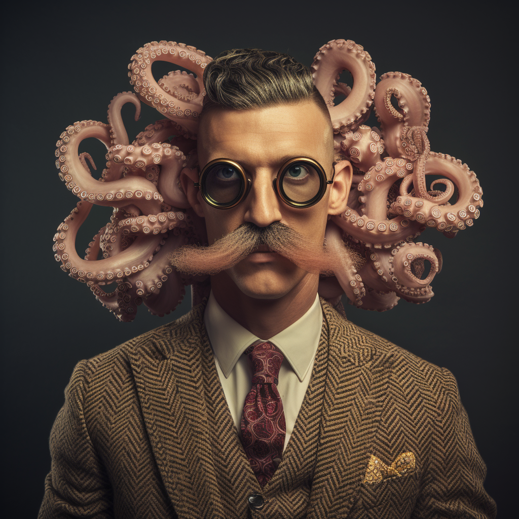 Unique man with octopus tentacle mustache