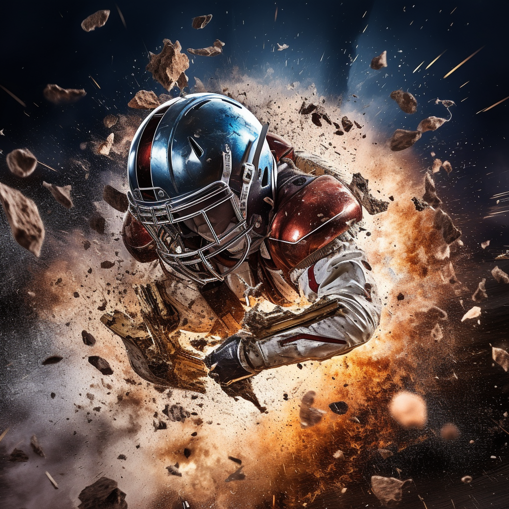 Explosive Football Helmet Action Shot