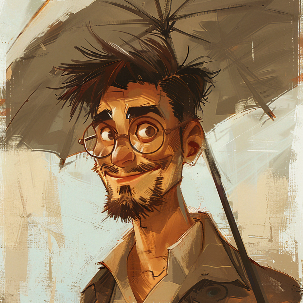 man with umbrella smiling